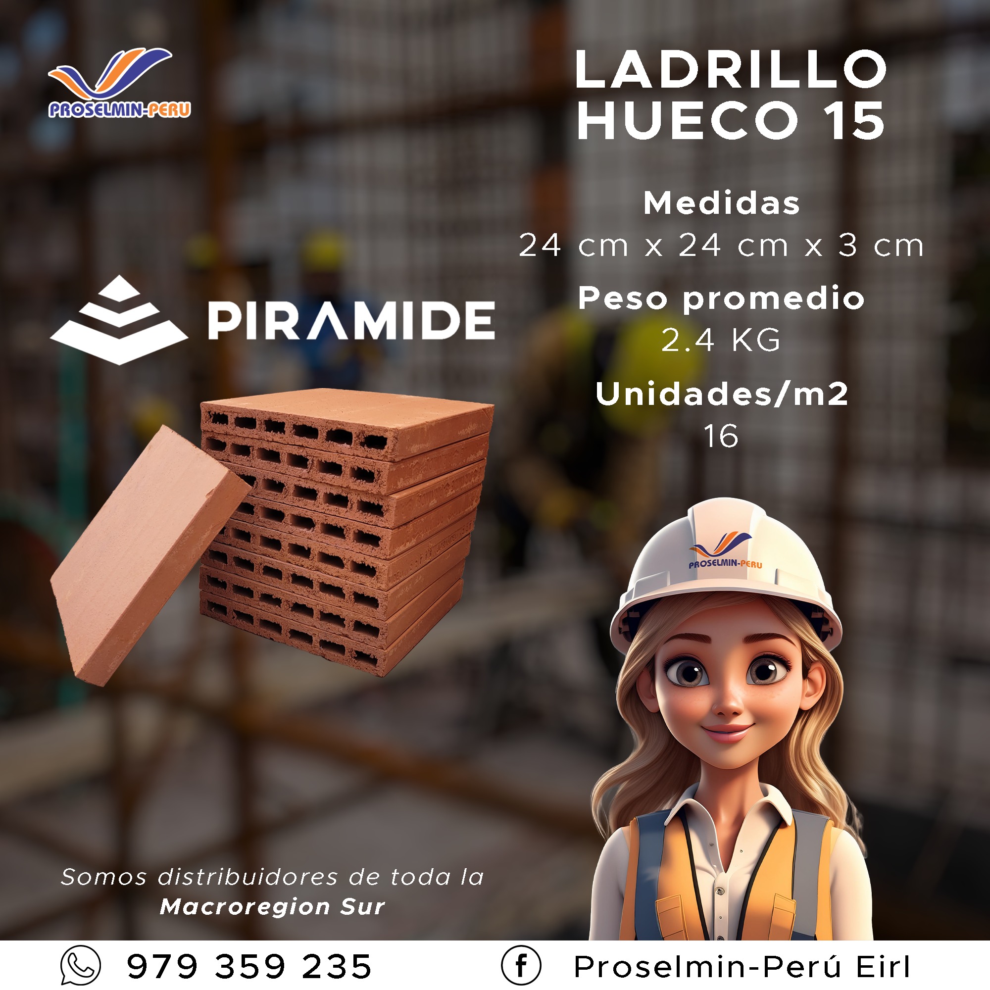 Ladrillo hueco 15 - Proselmin Perú